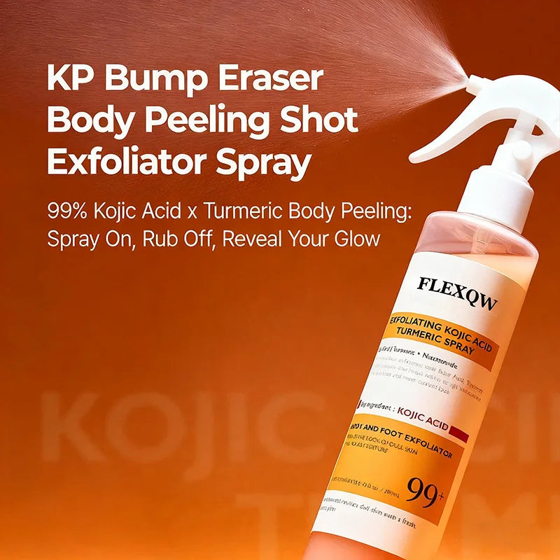 Turmeric and Kojic Acid Essential Oil Body Spray Exfoliation Moisturizing Brightening Smoothing Body and Foot Skin Care 200ml
