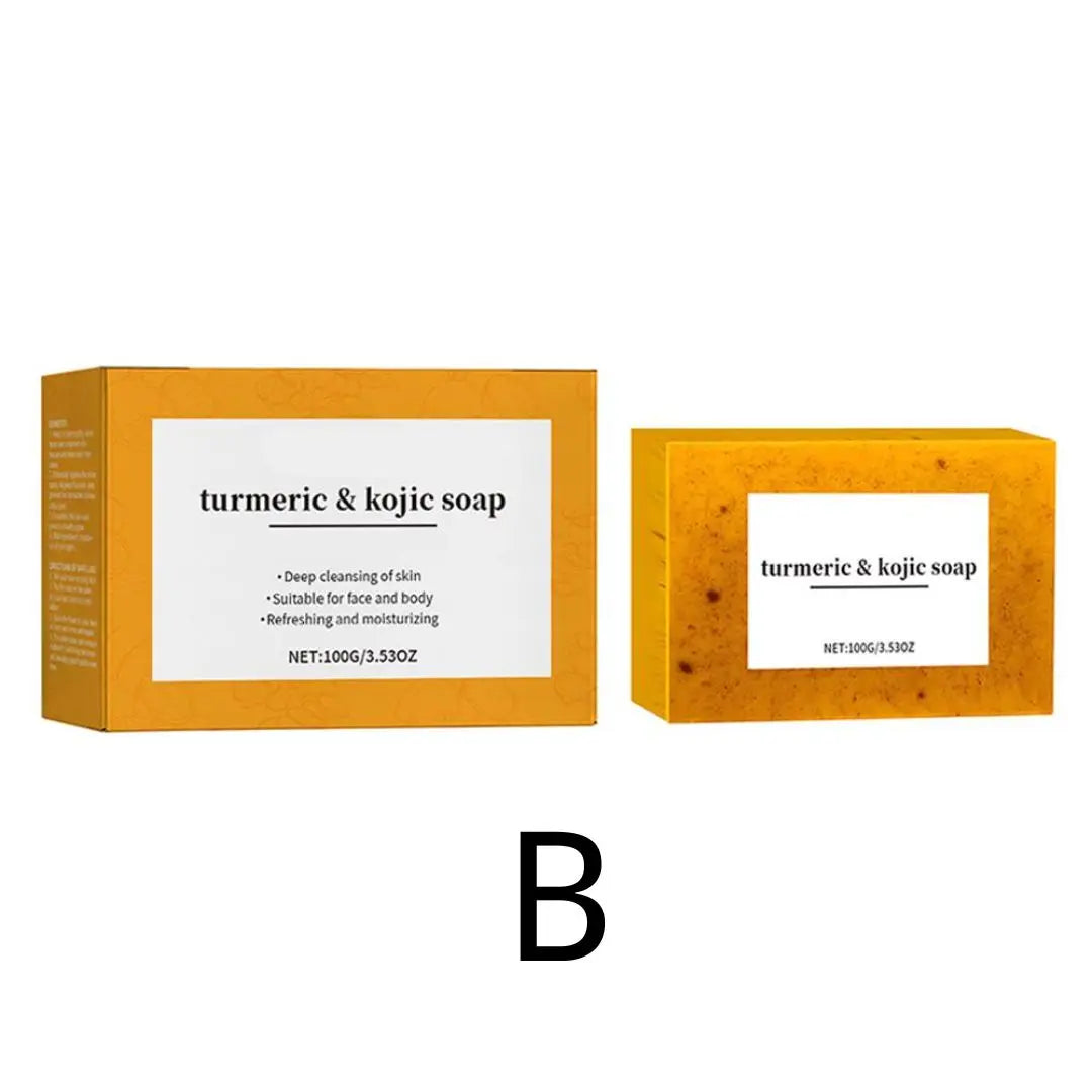 Turmeric Soap & Kojic Acid Soap Body And Facial Cleaning Handmade Soap For Dark Skin Glowing Even Skin Tone Tender Skin Care